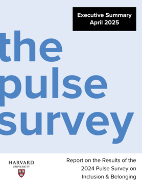Cover for the Pulse Survey Executive Summary reading "the pulse survey executive summary April 2025, Report on the Results of the 2024 Pulse Survey on Inclusion & Belonging".